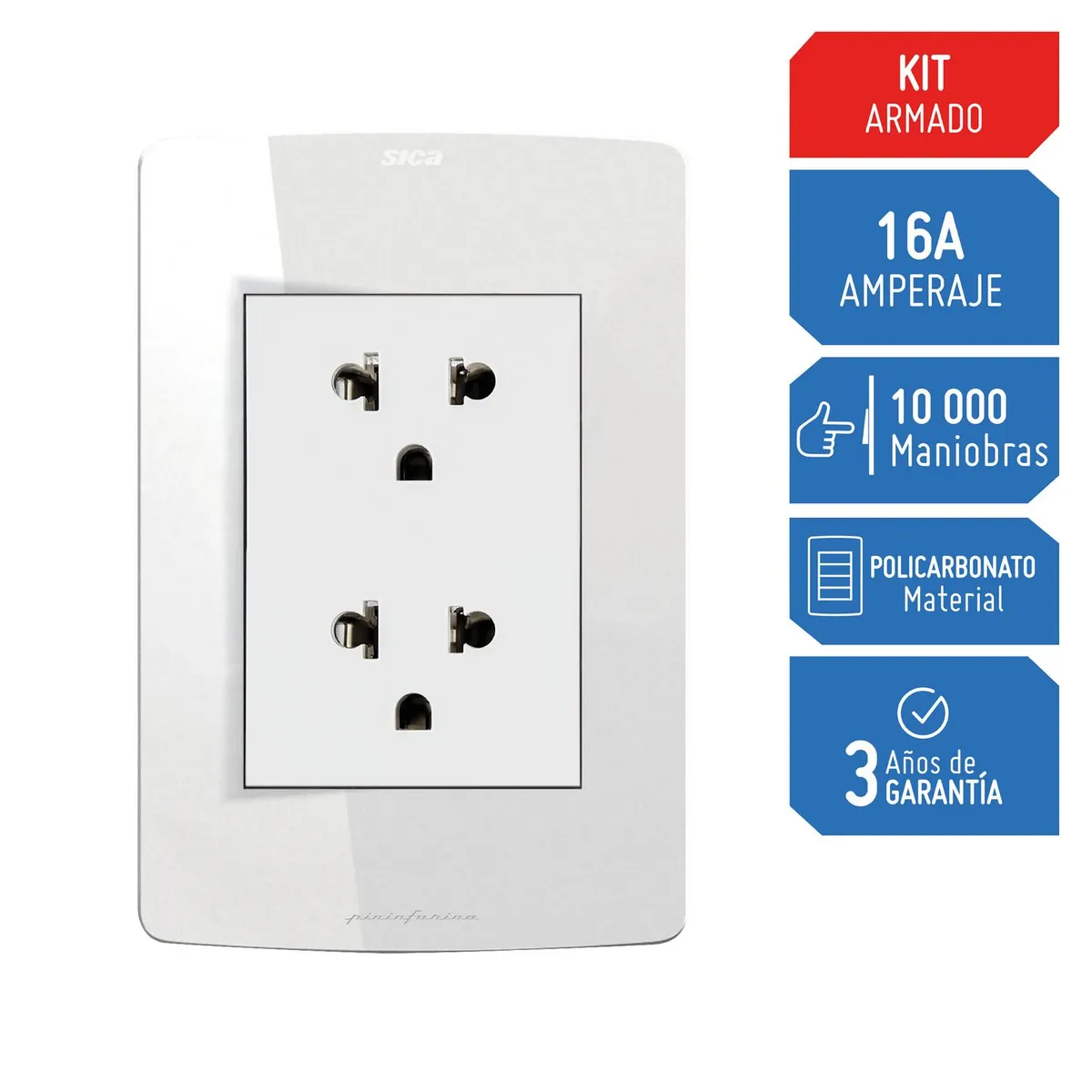 SILIGHT - Tomacorriente Doble P/T Silight Blanco