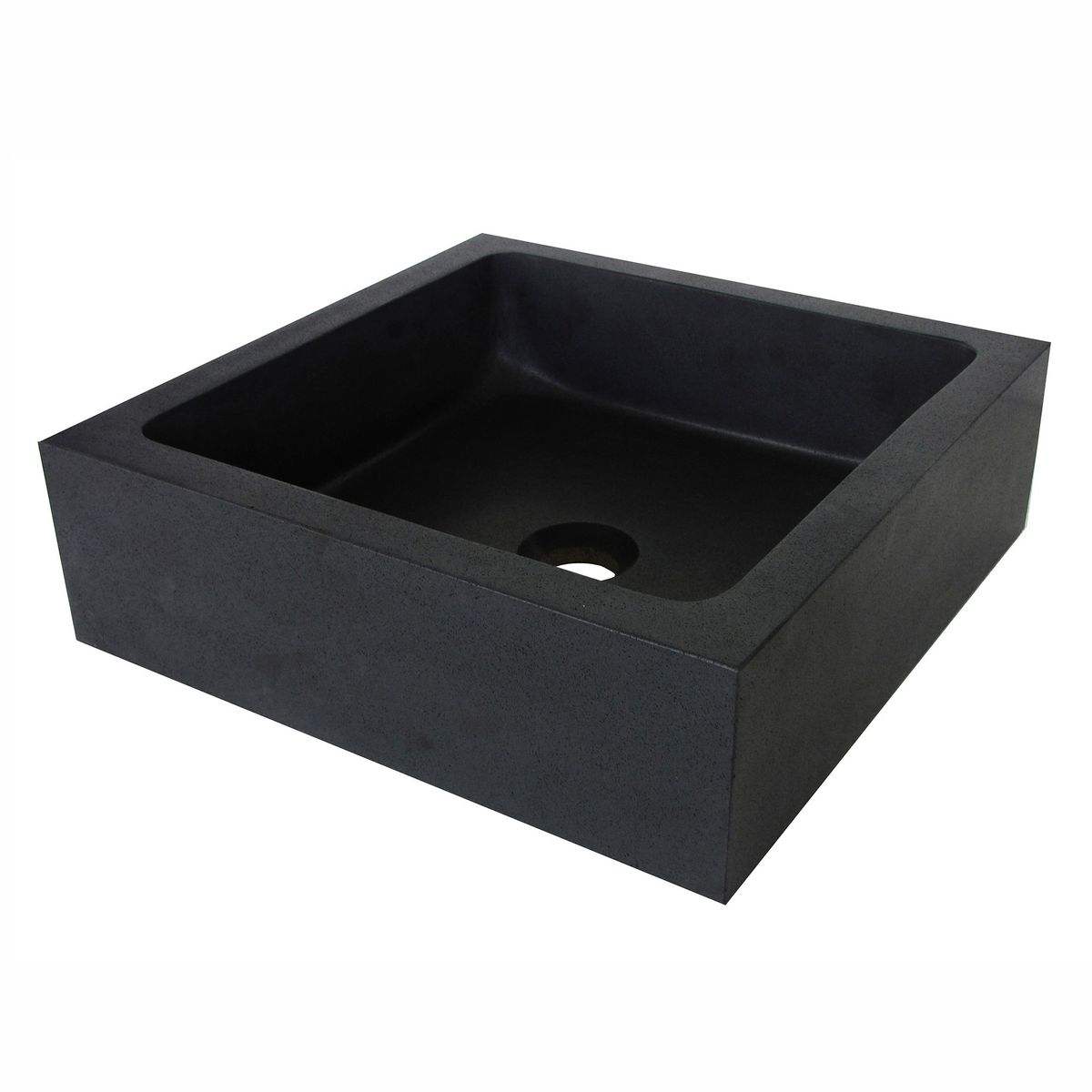 SENSI DACQUA - Lavamanos Cuadrado de Piedra Natural Negro 40 x 40 cm