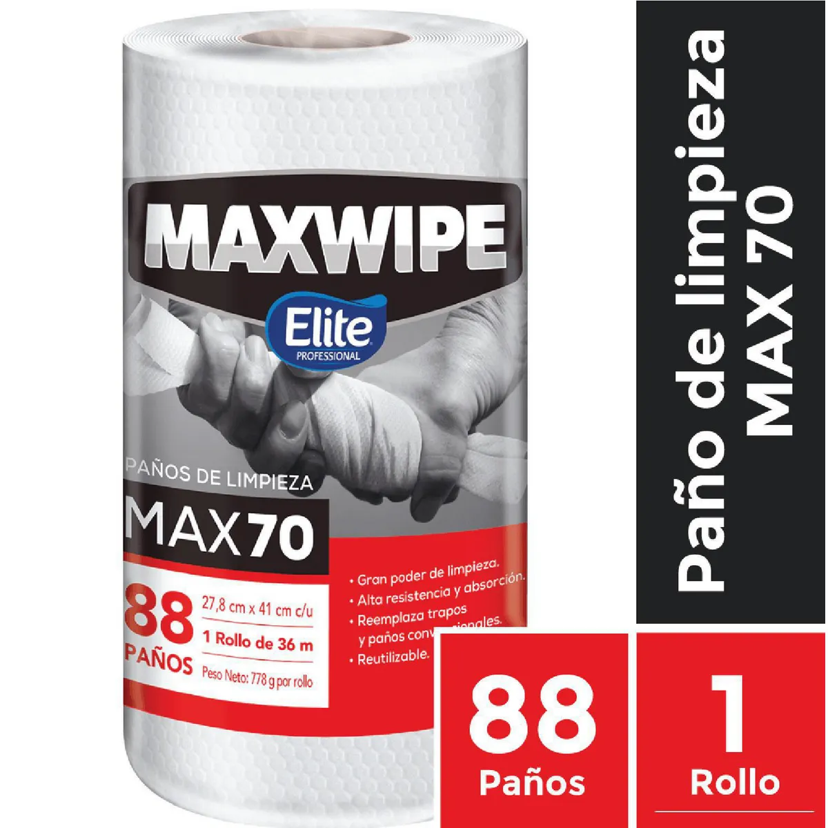 ELITE PROFESSIONAL - Papel Toalla Maxwipe Elite Pesado Max70