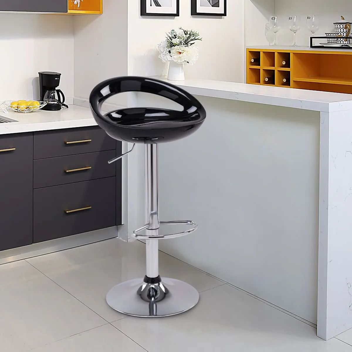 JUST HOME COLLECTION - Silla Bar Media luna Negro