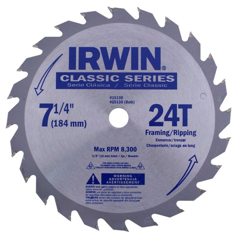 IRWIN - Disco Sierra Circular para Madera 7 1/4'' 24 Dientes 15130LA