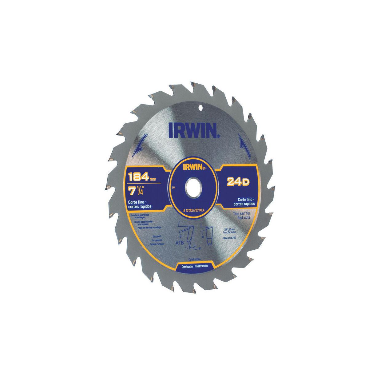 IRWIN - Disco Sierra Circular para Madera 7 1/4" 24 Dientes 15130LA