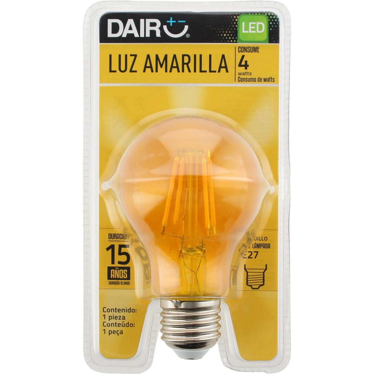 Foco LED Bulbo Especial 4W E27 Luz Amarilla, marca DAIRU - Foto 2