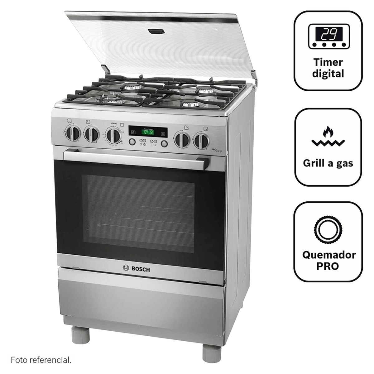 BOSCH - Cocina Bosch a Gas 4 Hornillas PRO449 Inox