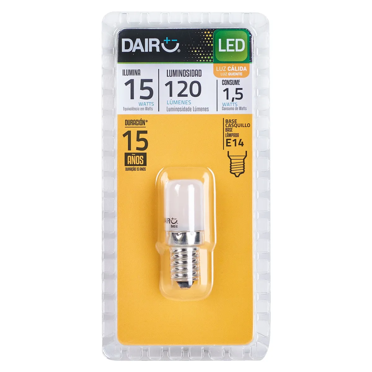 DAIRU - Foco Fridge E14 15 W 120 lm Luz Cálida