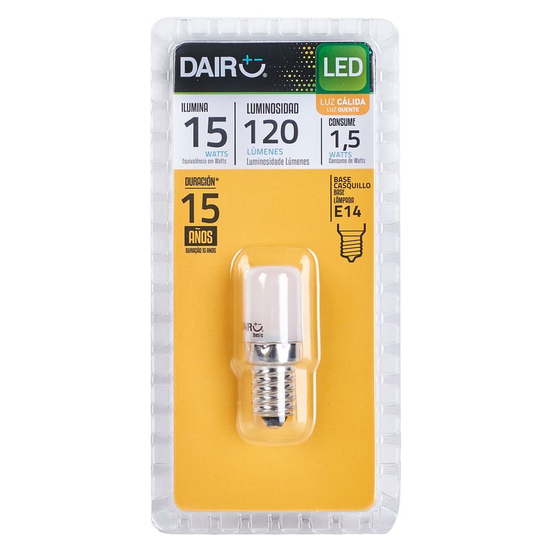 DAIRU - Foco LED Bulbo Especial 1.5W E14 Luz Amarilla