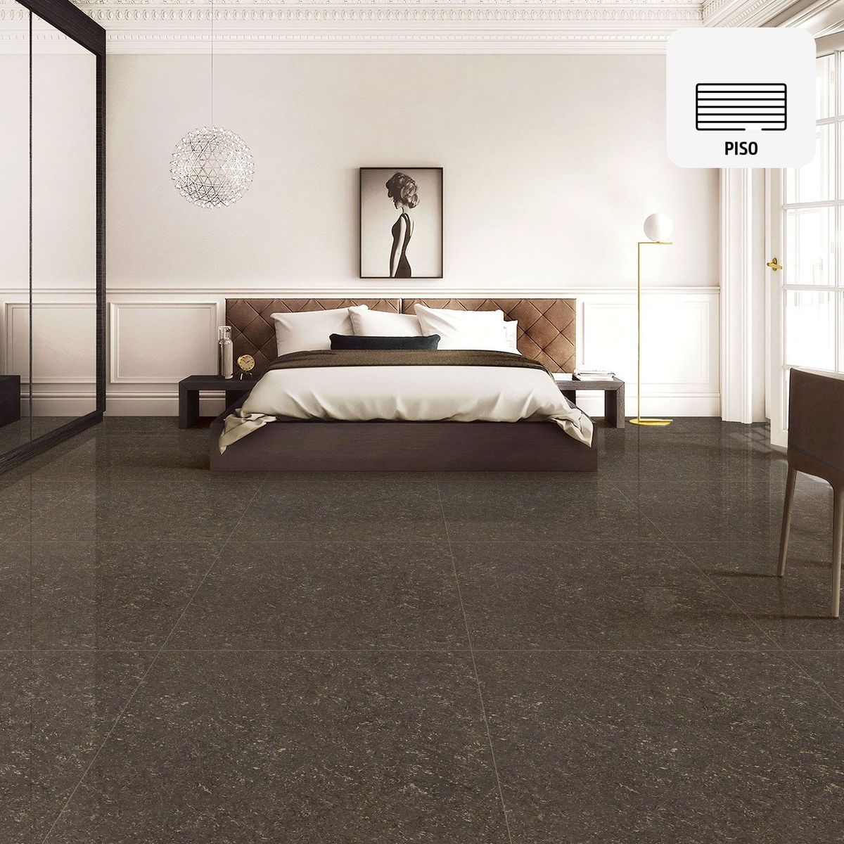 HOLZTEK - Porcelanato Marrón Marmolizado 60x60 cm