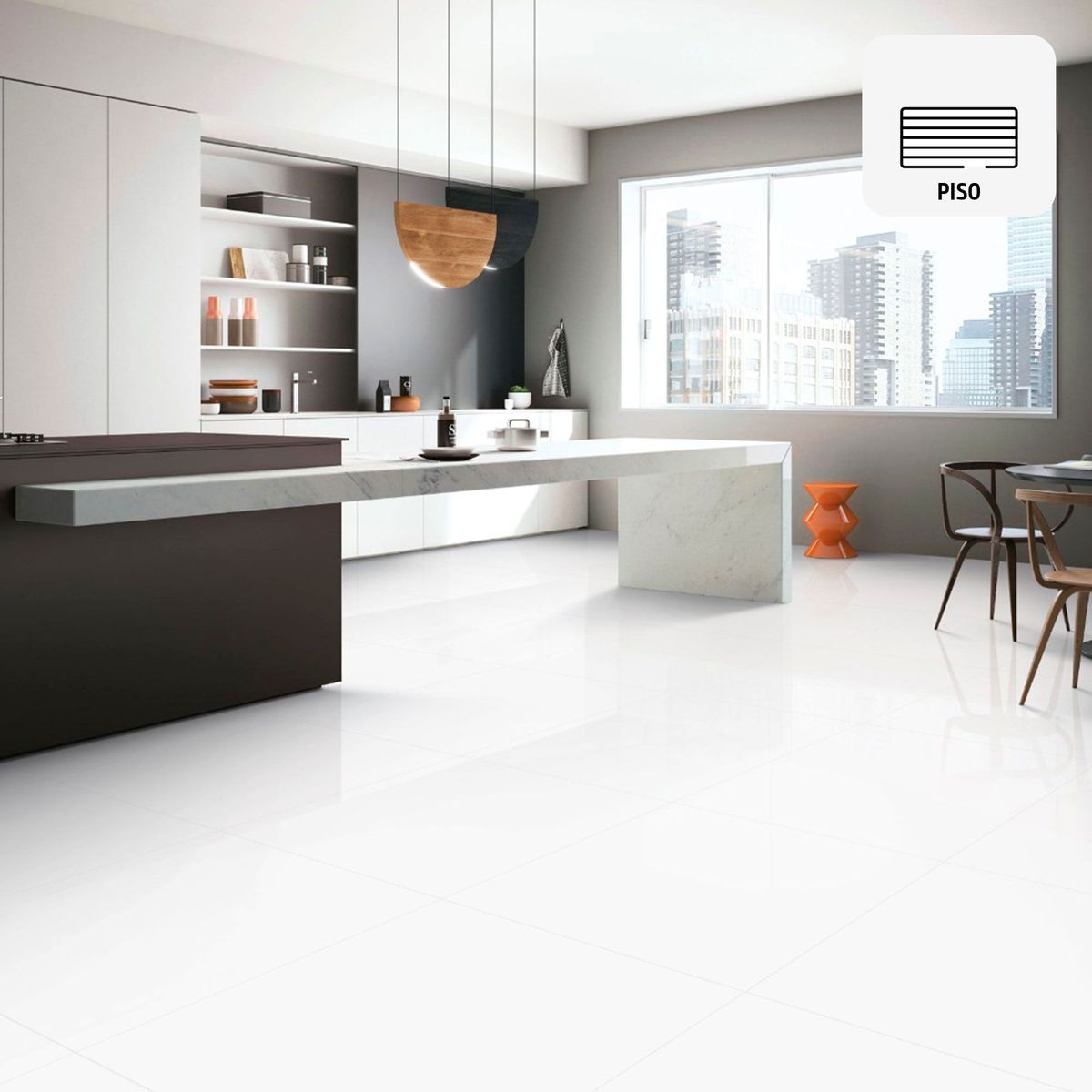 HOLZTEK - Porcelanato Súper Blanco Liso 80x80 cm