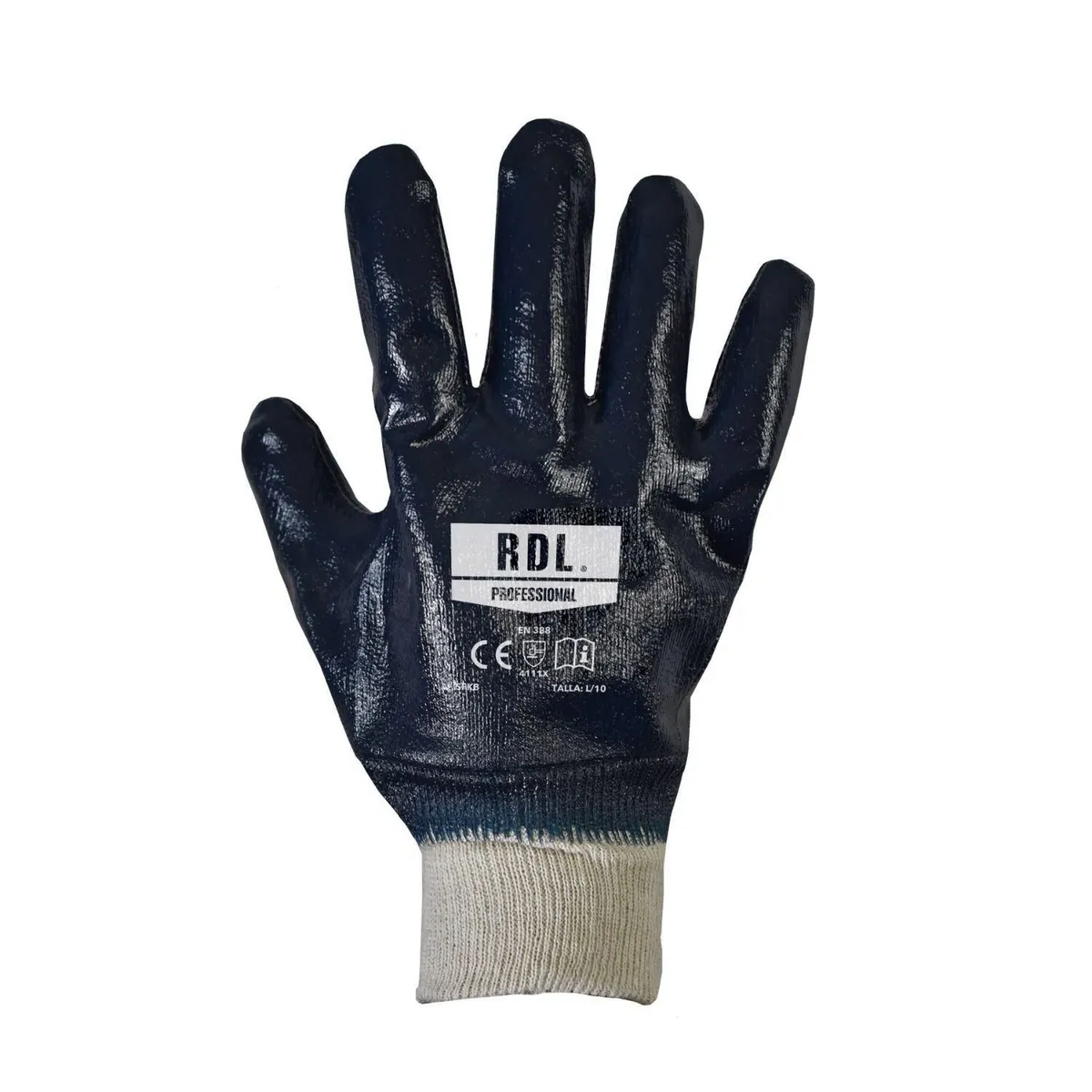 RDL - Guantes de Seguridad de Hilo y Nitrilo Puño Tejido Azul Talla L