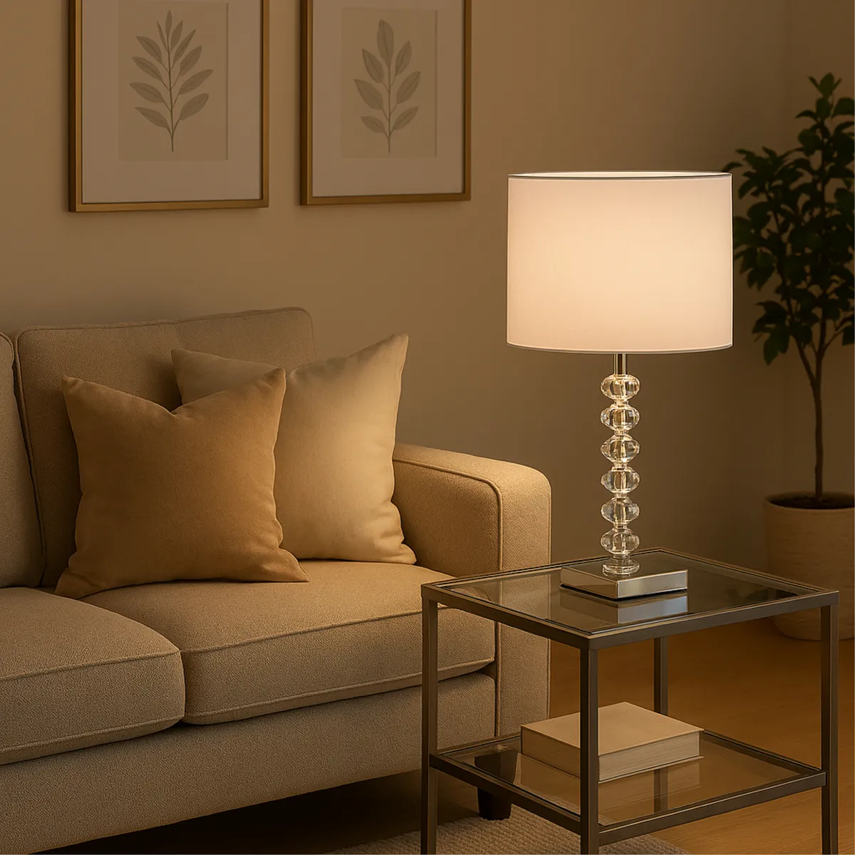 JUST HOME COLLECTION - Lámpara de Mesa Merida Blanco 1L E27