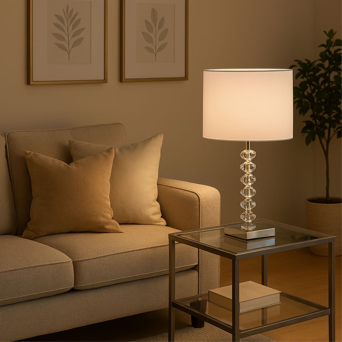 JUST HOME COLLECTION - Lámpara de Mesa Merida Blanco 1L E27