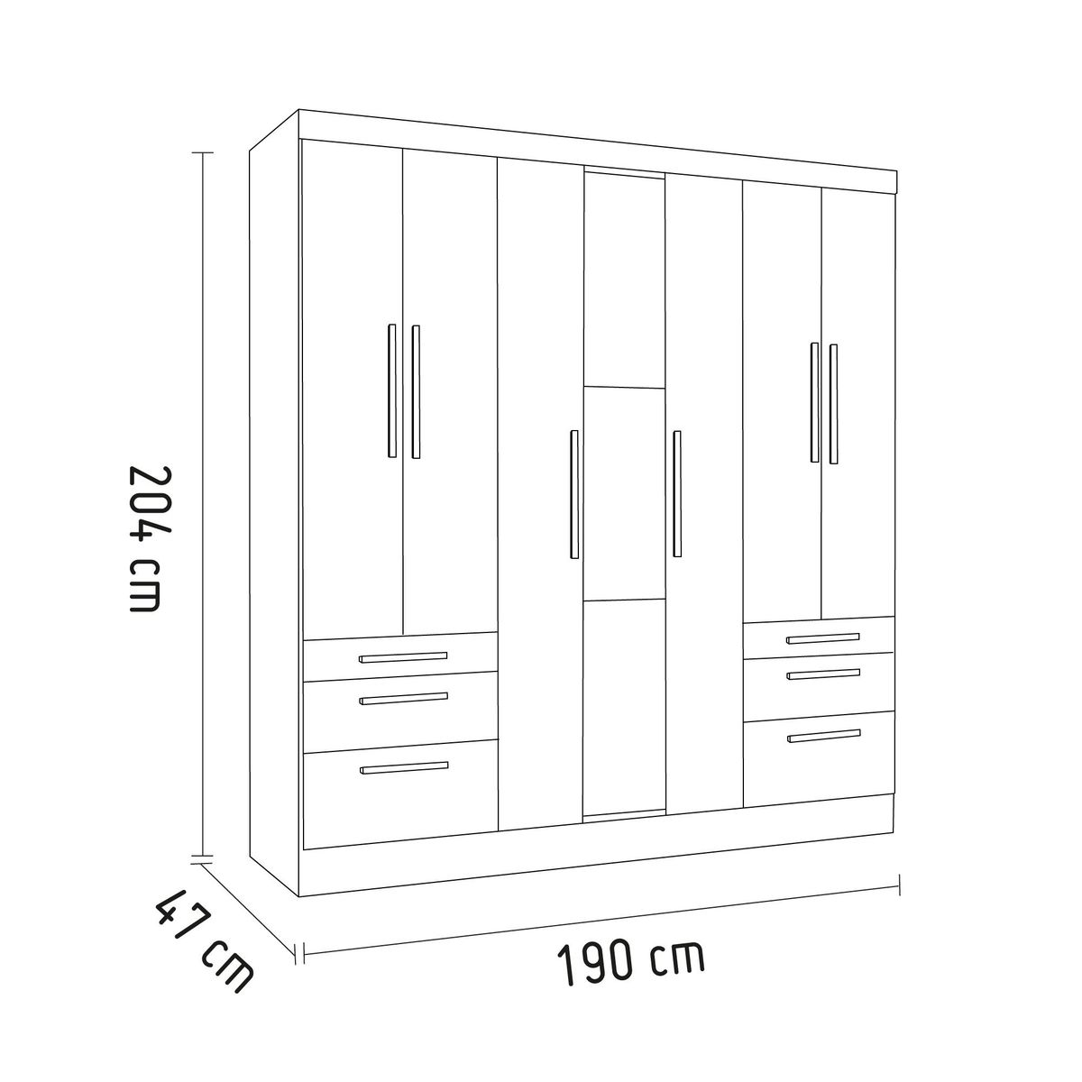 SAN MARINO - Ropero 6 puertas 6 cajones con espejo Valencia