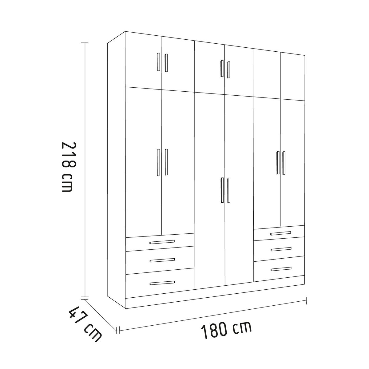 CASA BONITA - Ropero 12 puertas 6 cajones Toledo