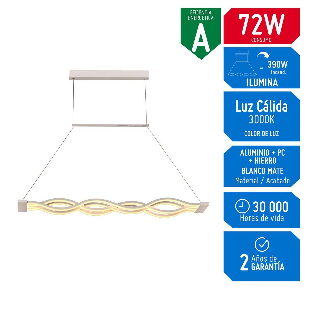 Lámpara Colgante Led Waves 4 Luces 72W 220 V, marca DESIRE - Foto Principal