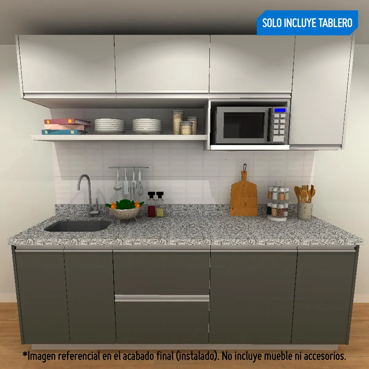 SENSI DACQUA - Tablero de Cocina Granito Blanco Serena 240x60cm