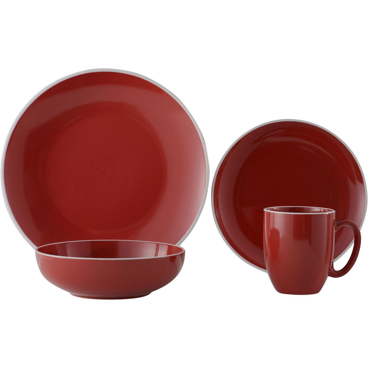 JUST HOME COLLECTION - Set de vajillas Rojo 16 Piezas