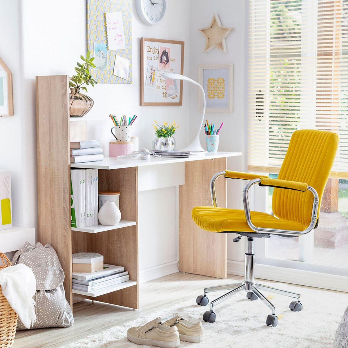 JUST HOME COLLECTION - Escritorio Roble Melamina con Estante