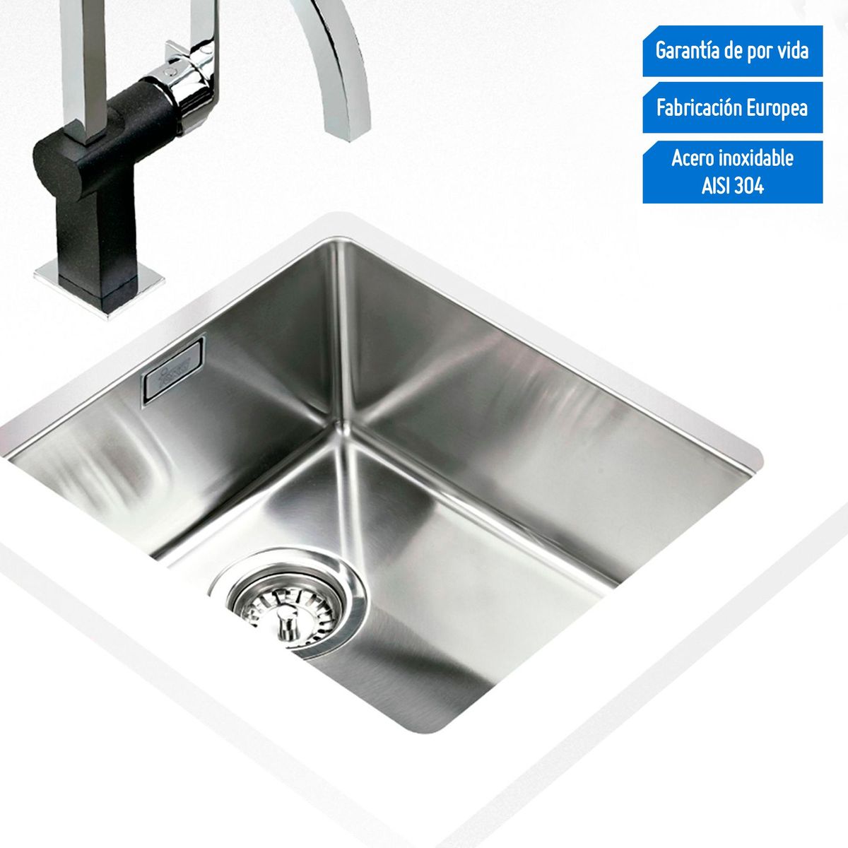 TEKA - Lavadero de Cocina Acero Inoxidable Teka 1 Poza 38x44cm