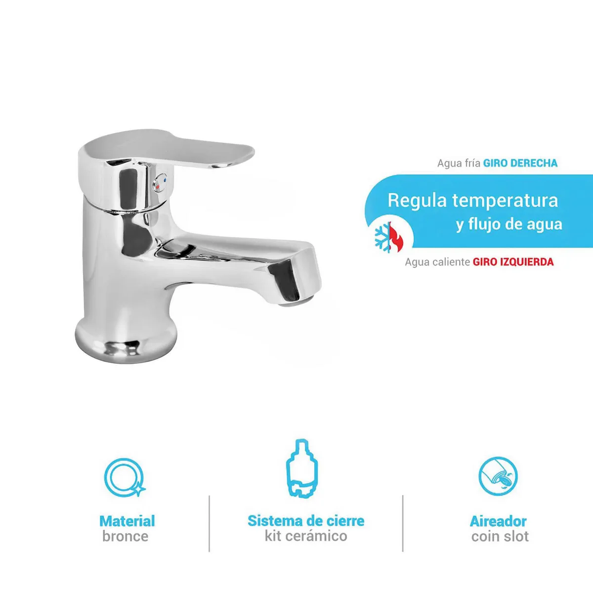 ITALGRIF - Llave de Lavatorio Monomando Tahití