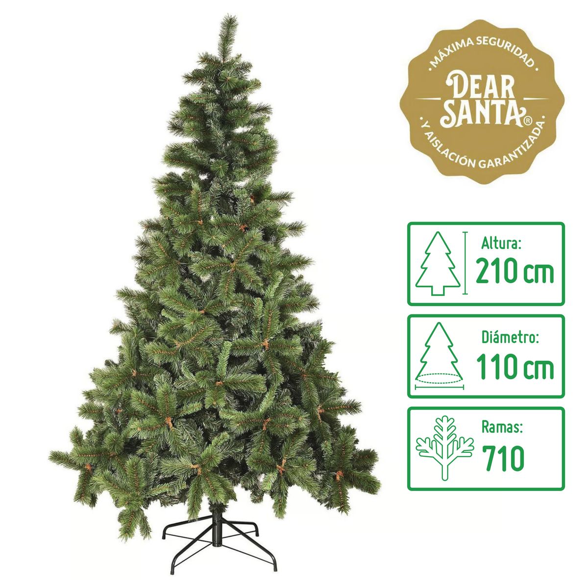 DEAR SANTA - Árbol de Navidad 210cm 710 Ramas Compacto