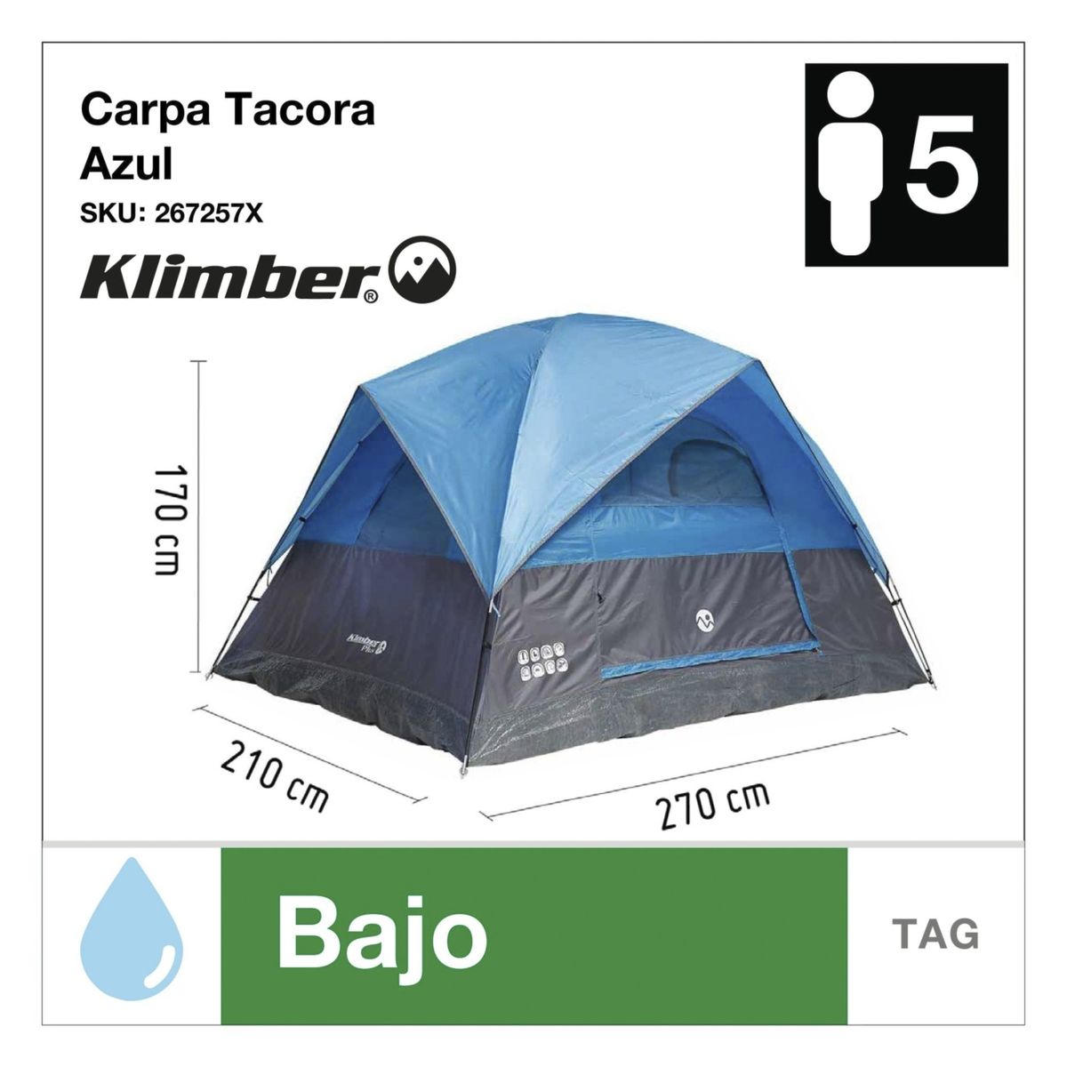 KLIMBER - Carpa 5 Personas Klimber Tacora Azul