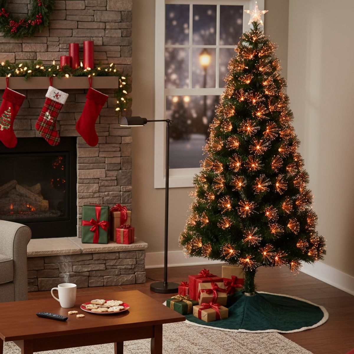 DEAR SANTA - Árbol de Navidad 180cm Fibra Óptica Verde