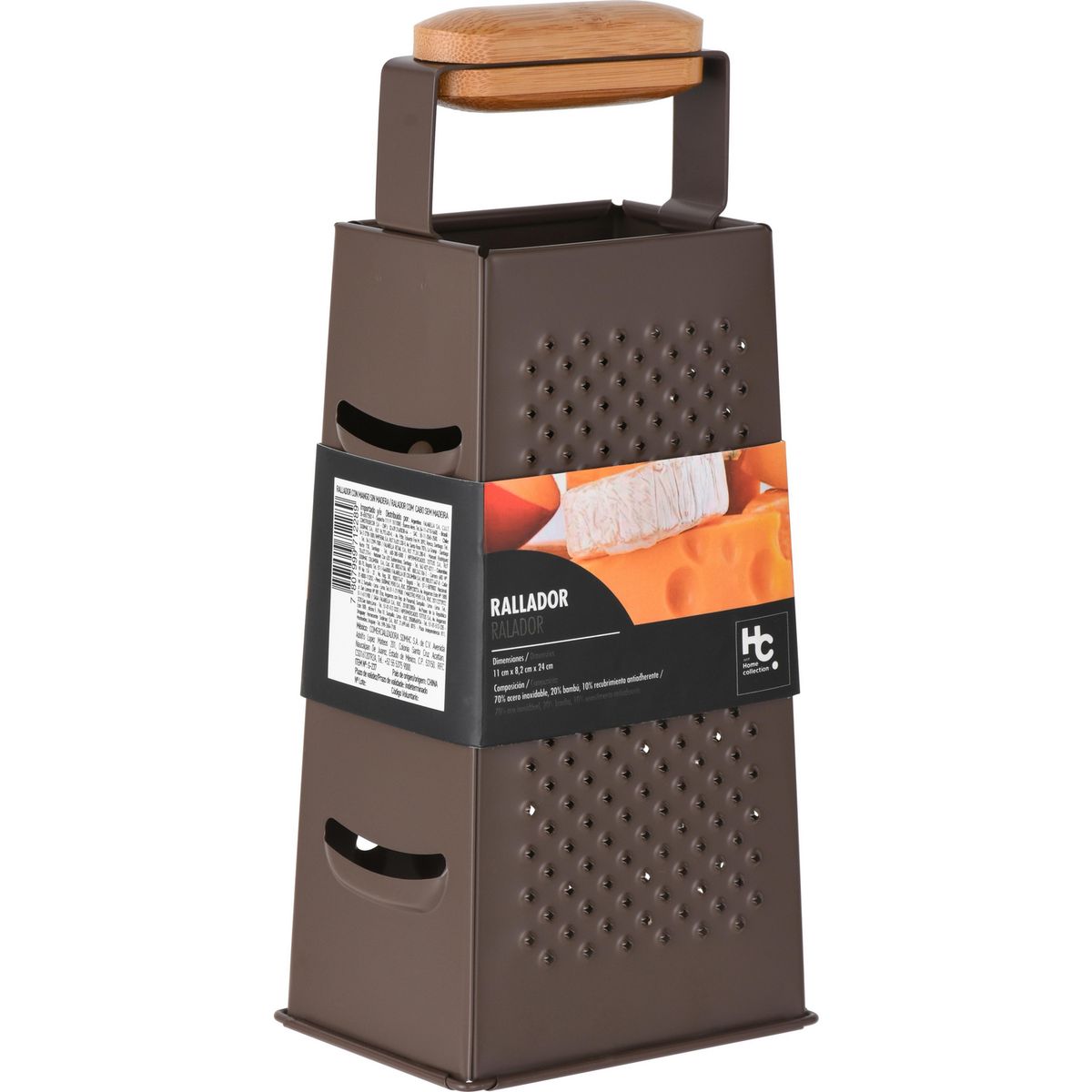 JUST HOME COLLECTION - Rayador Acero Inoxidable Mango de Bambu Negro