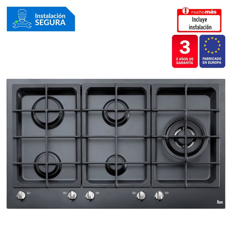 TEKA - Cocina Empotrable Teka a Gas 5 Hornillas EW 90 5G Negro