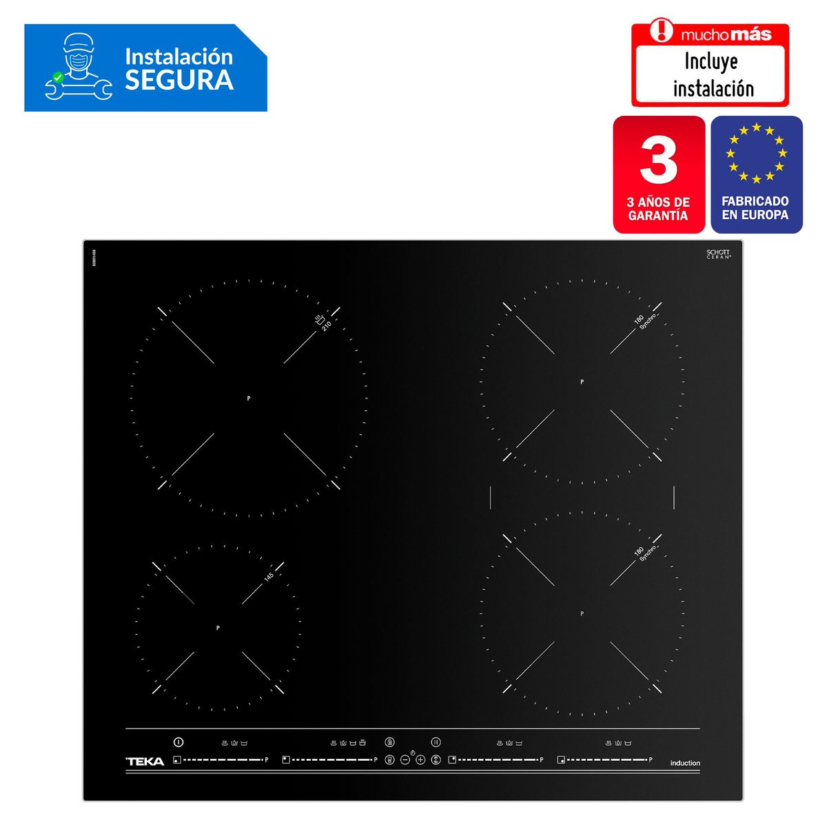 TEKA - Cocina empotrable Vitrocerámica Teka ITC 64630 BK X4 Quemadores