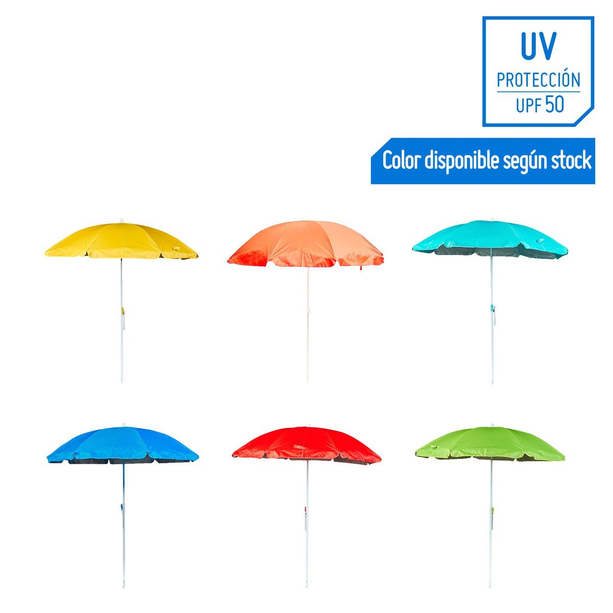 KLIMBER - Sombrilla de Playa +UV 50 2m Giratoria hacia adentro Colores Varios