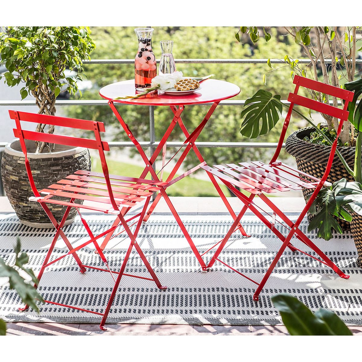 JUST HOME COLLECTION - Juego de balcón Arezzo 2 personas Rojo