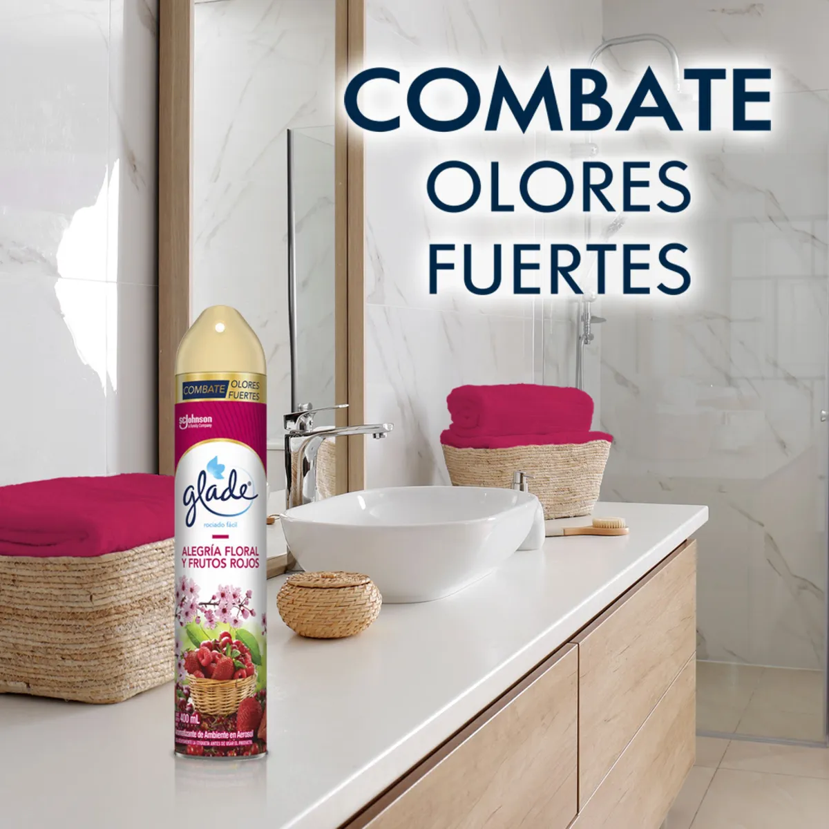 GLADE - Ambientador en aerosol Glade Alegría Floral y Frutos Rojos 400ml