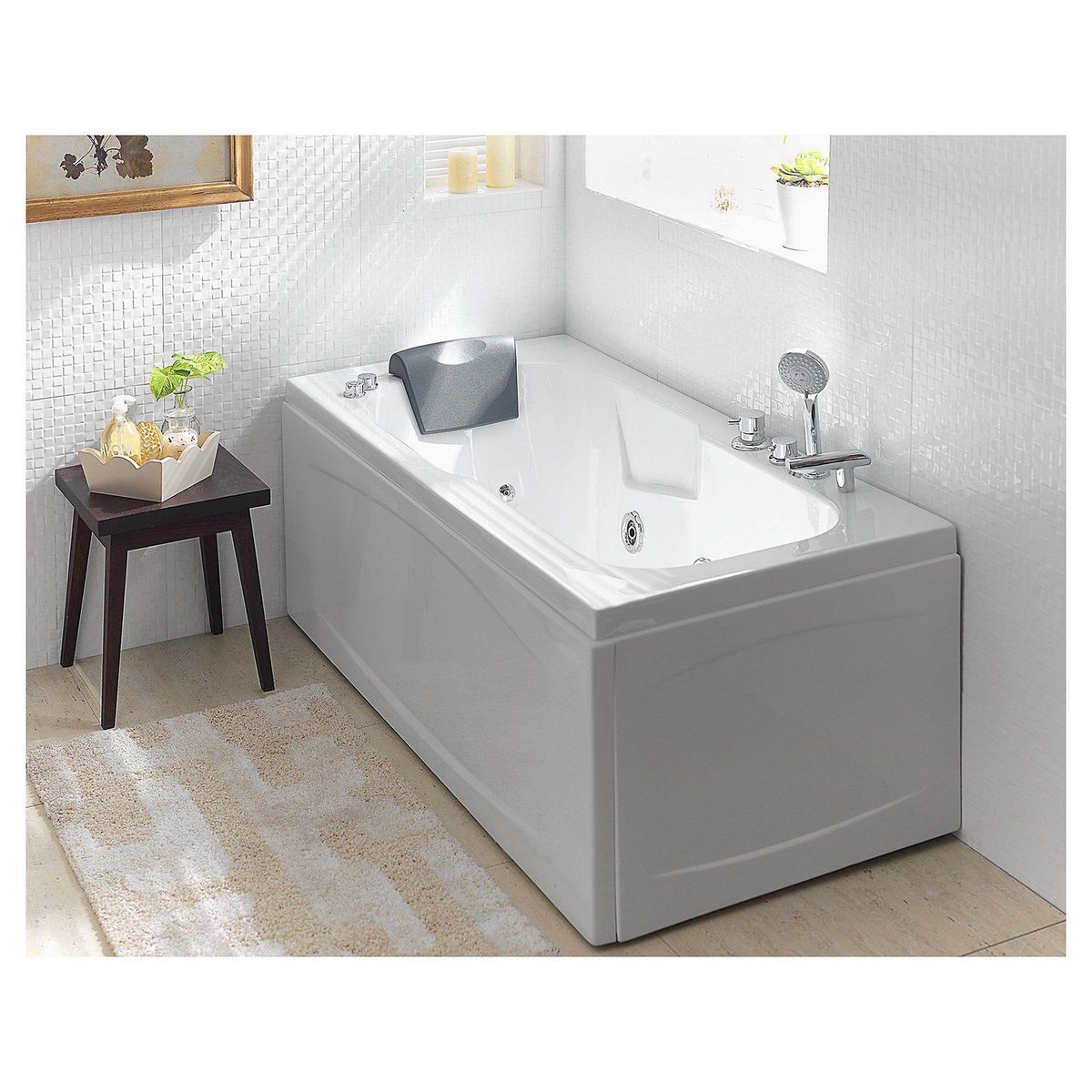 SENSI DACQUA - Tina de Hidromasaje Rectangular 150 x 70 x 55 cm Blanca