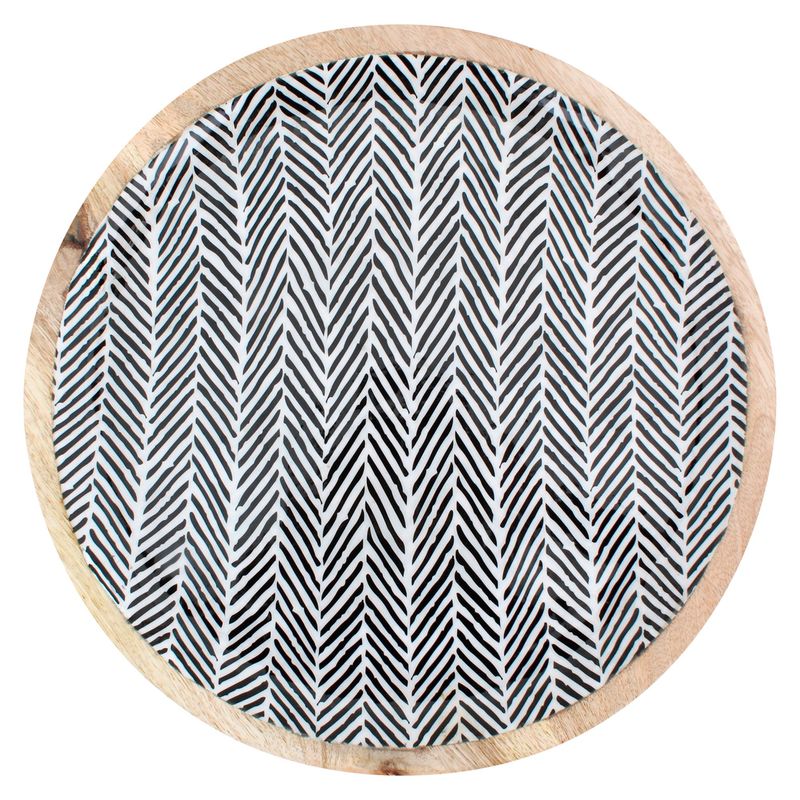  - Plato de Madera Blanco y Negro