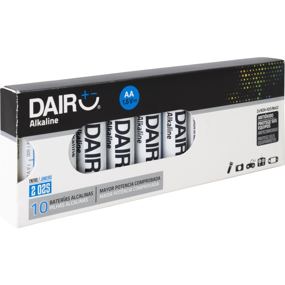 DAIRU - Pack de 10 Pilas Alcalinas Dairu AA 1.5V