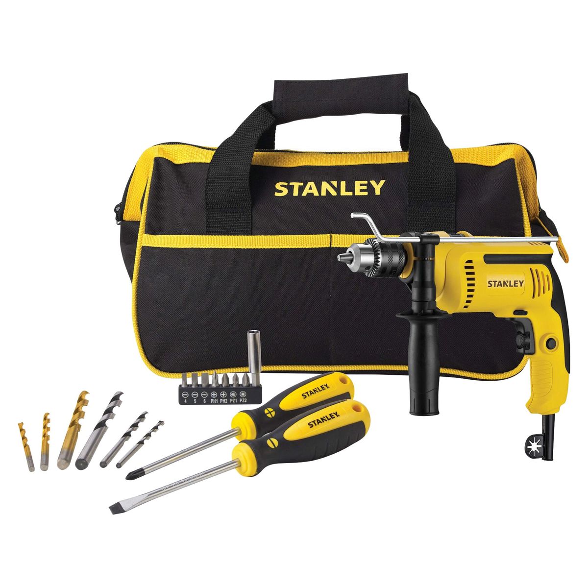 STANLEY - Kit Taladro Percutor Eléctrico Stanley 1/2" 700W SDH700BA