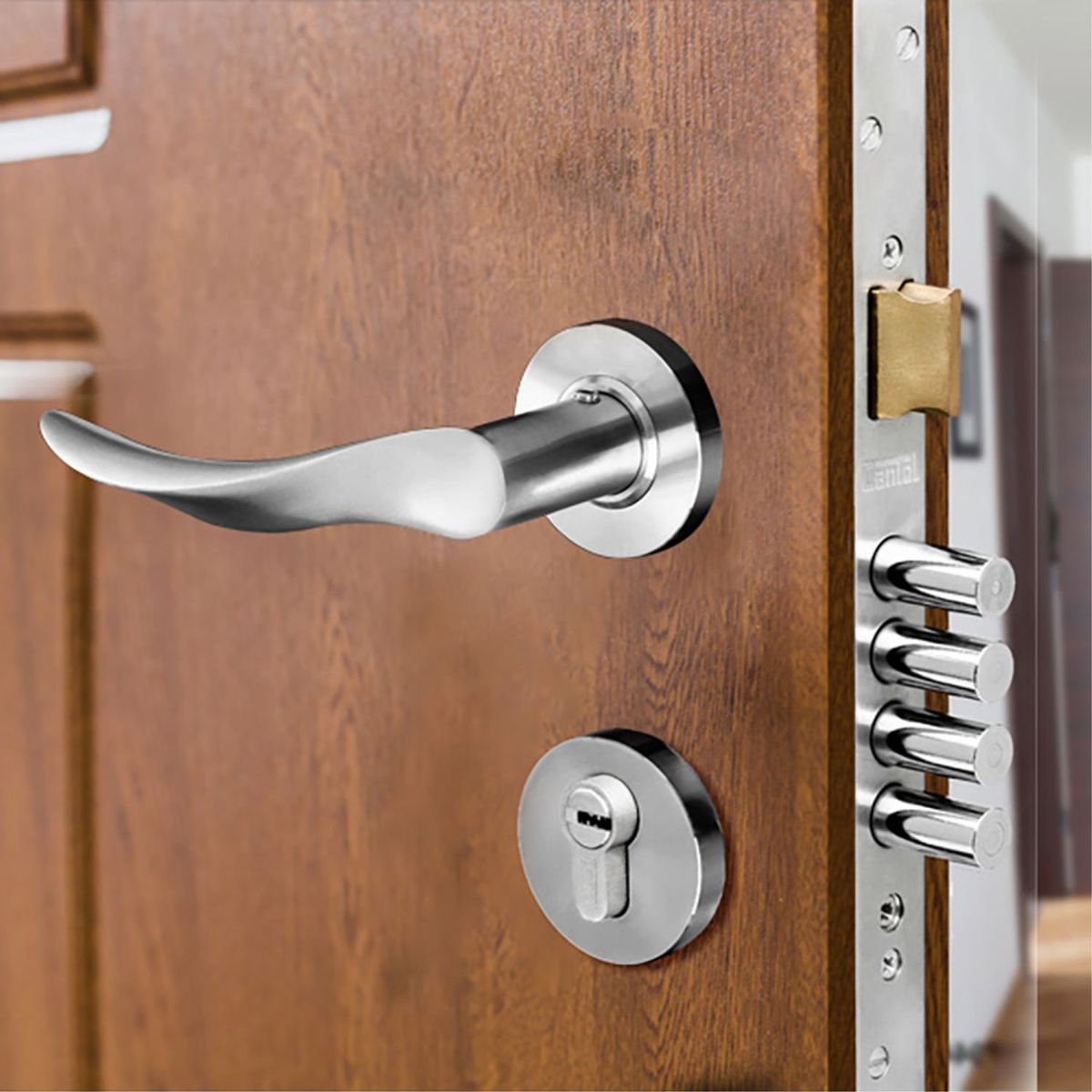 CANTOL - Cerradura de Embutir Principal Onda Ac Inox Der Cantol