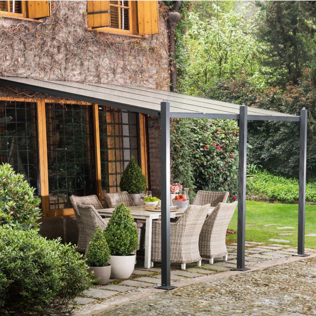 JUST HOME COLLECTION - Pérgola Aluminio Negro 2.95X3.95 M