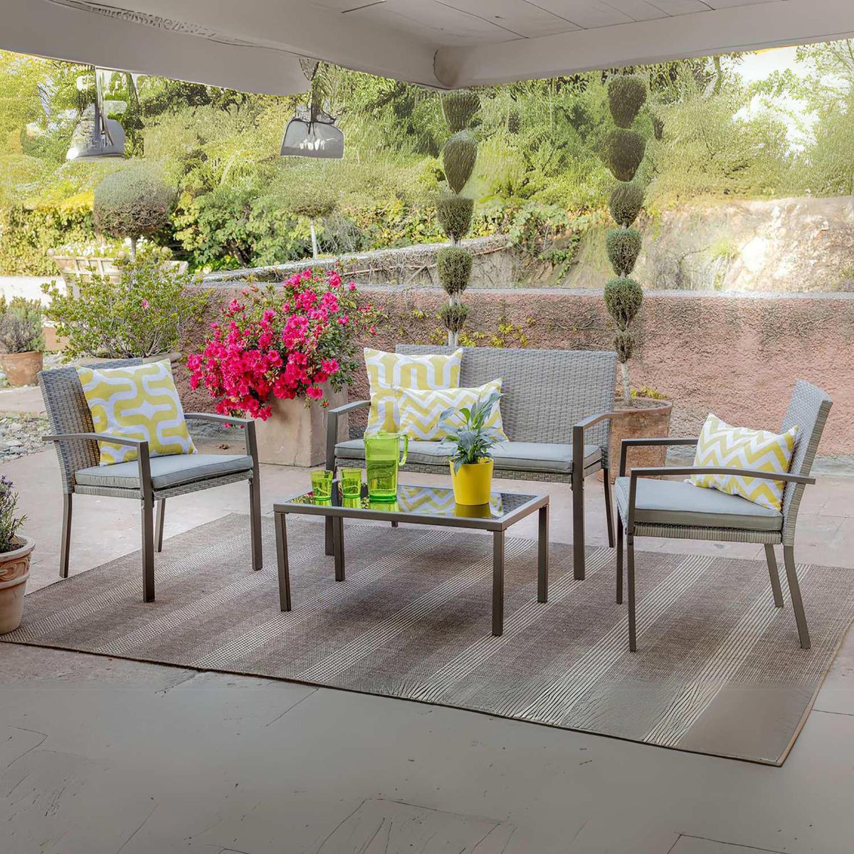 JUST HOME COLLECTION - Juego de Living de Terraza 4 Personas Vancouver