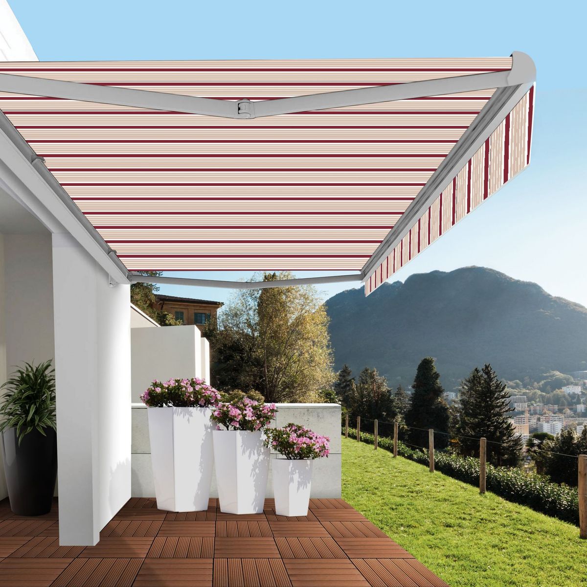 WINDOOR - Toldo Retráctil 3.95 x 2.50 m Rojo/Amarillo