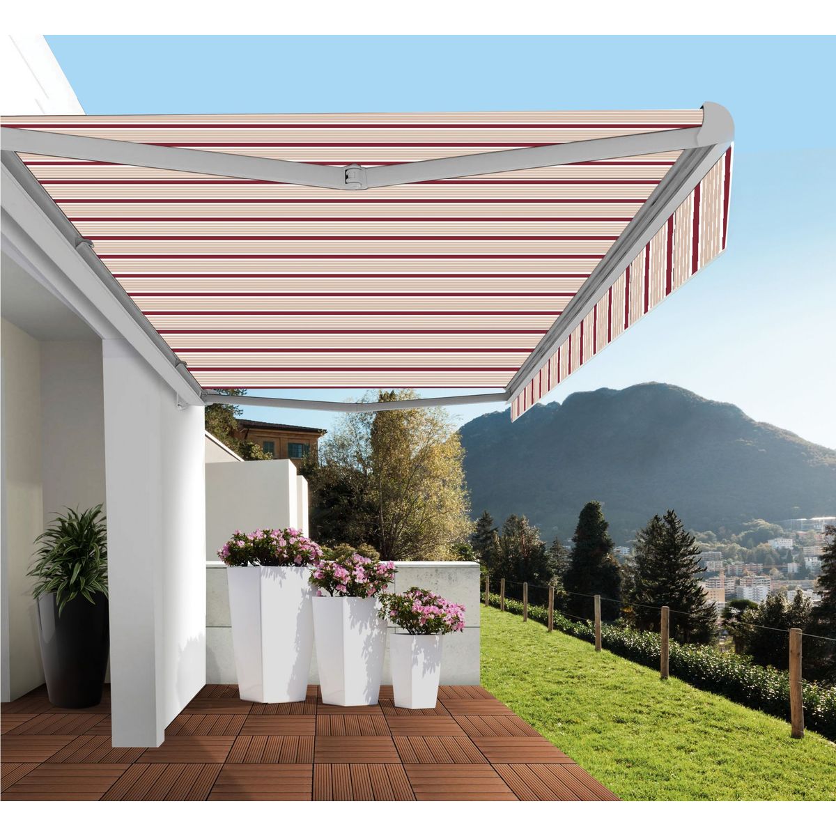 WINDOOR - Toldo Retráctil 3.95 x 2.50 m Rojo/Amarillo