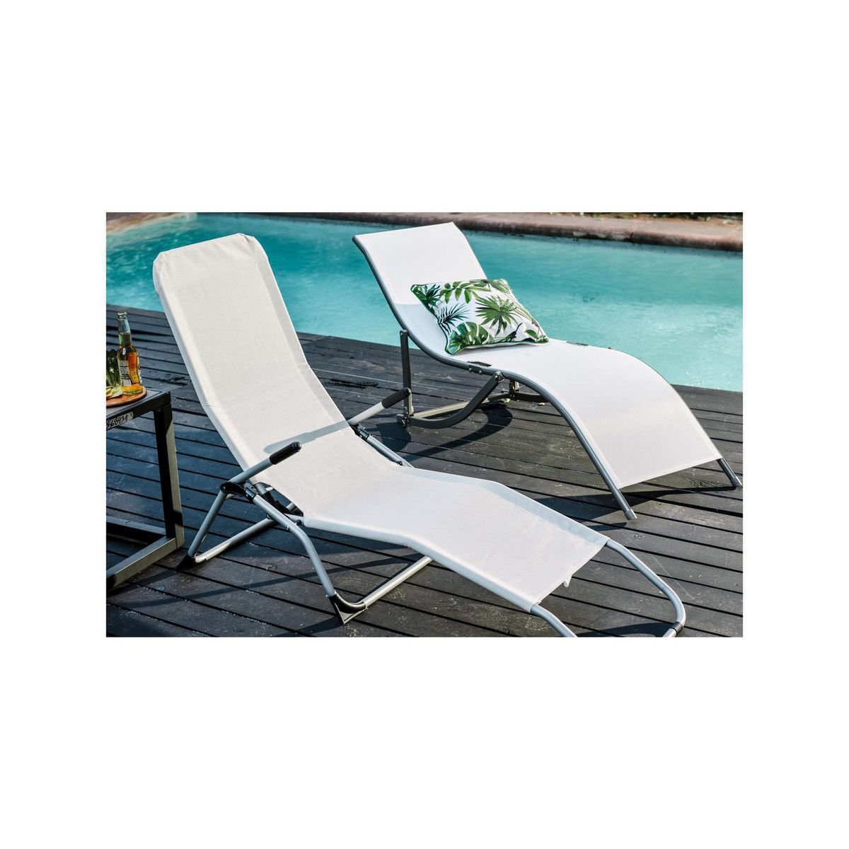 Reposera Plegable Relax 2 en 1 Blanco, marca JUST HOME COLLECTION - Foto 2