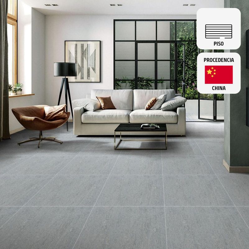 HOLZTEK - Gres Porcelanico Gris Cementicio 60x60cm 1.44m2