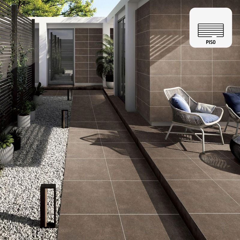 HOLZTEK - Gres Porcelanico Marrón Cementicio 60x60cm 1.44m2