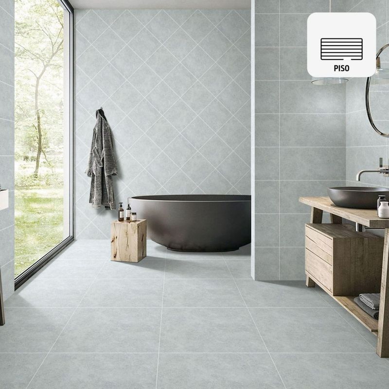HOLZTEK - Gres Porcelanico Gris Marmolizado 60X60cm 1.44m2 Burgos Gris