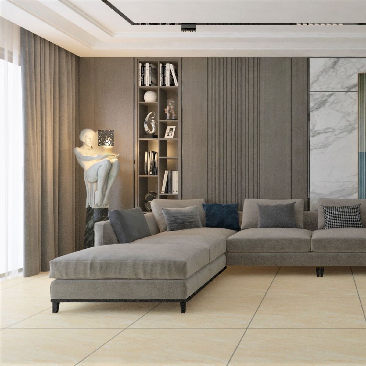 HOLZTEK - Gres Porcelanico Beige Marmol 60x60cm 1.44m2