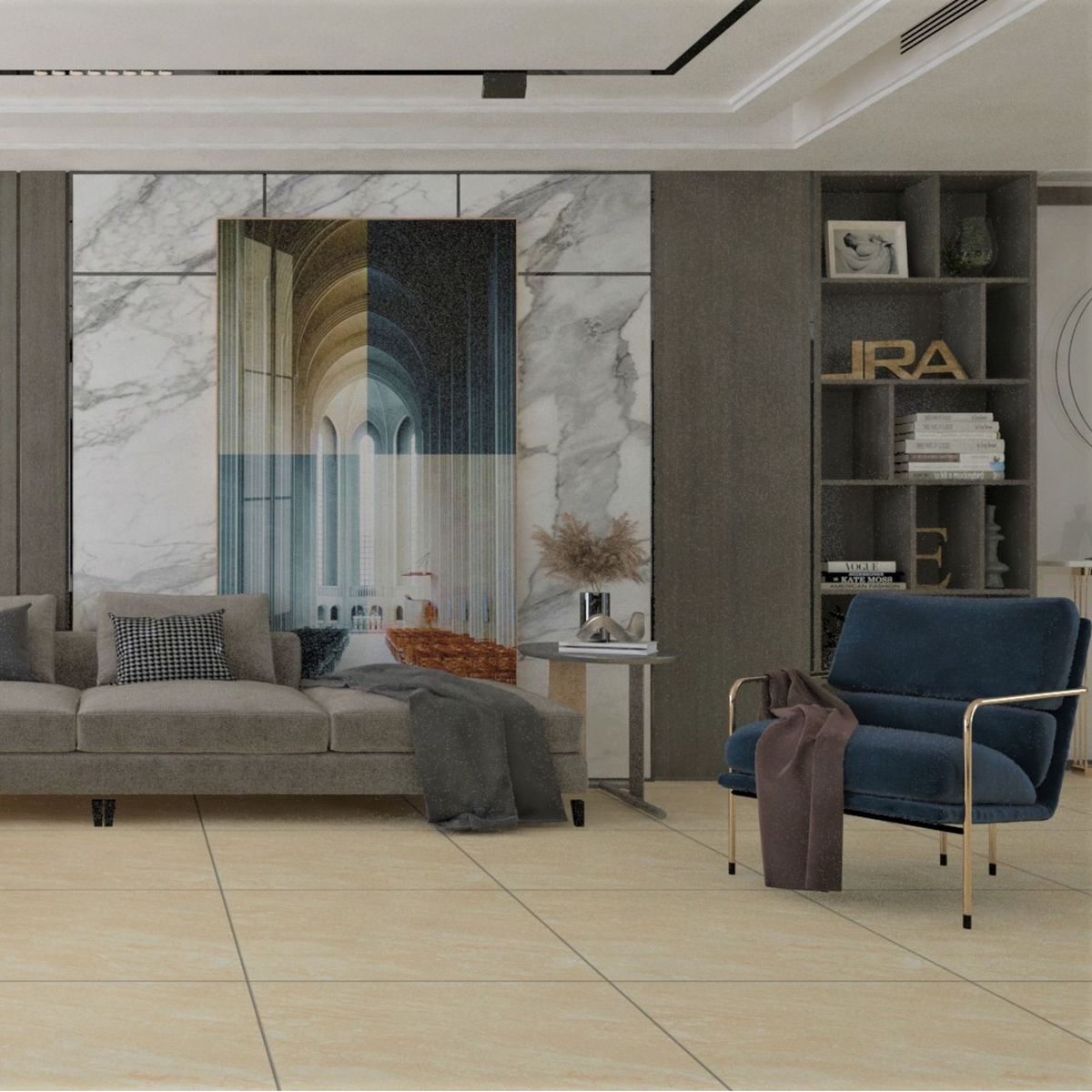 HOLZTEK - Gres Porcelanico Beige Marmol 60x60cm 1.44m2