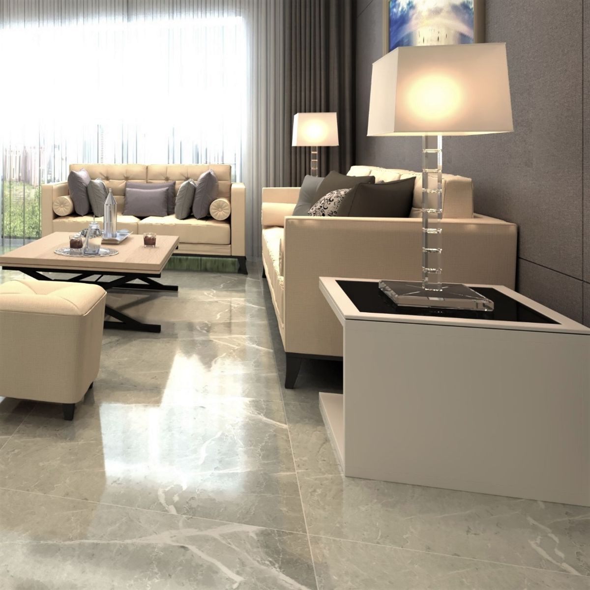 HOLZTEK - Gres Porcelanico Gris Marmol 60x60cm 1.44m2