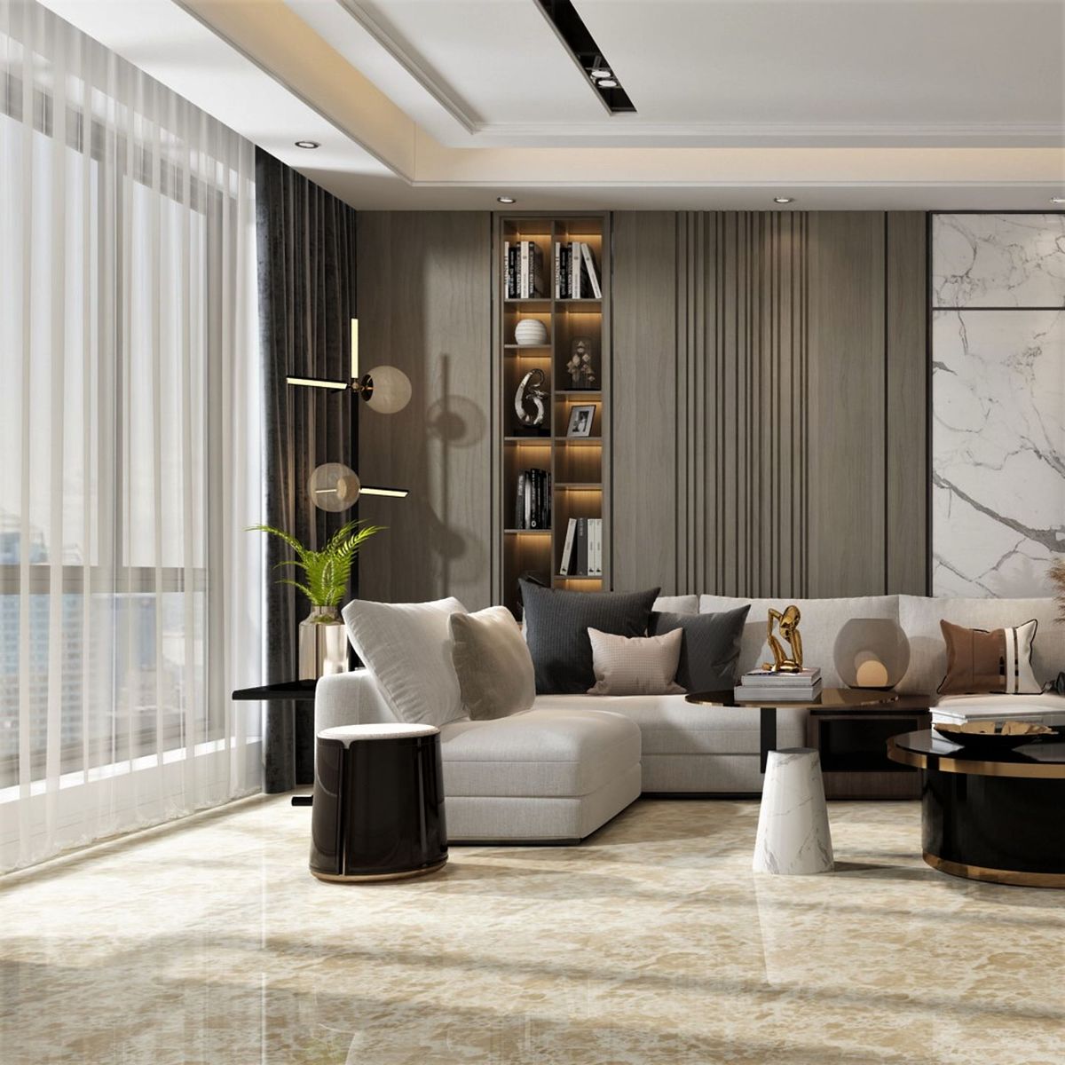 HOLZTEK - Gres Porcelanico Marrón Marmol 60x60cm 1.44m2