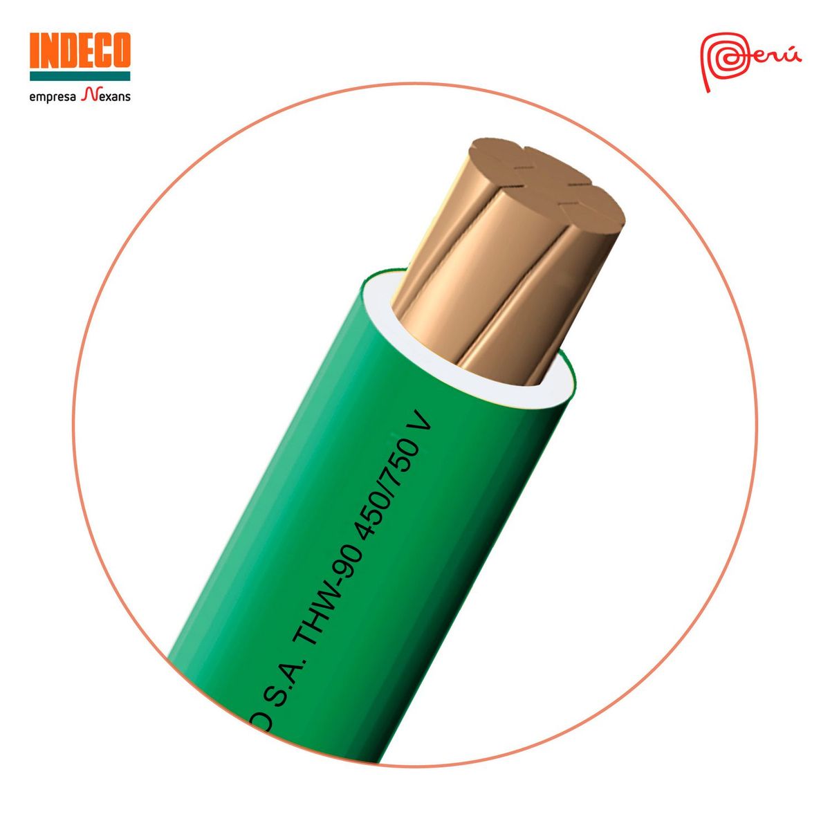 INDECO - Cable THW 12 AWG Indeco Verde 100 Metros